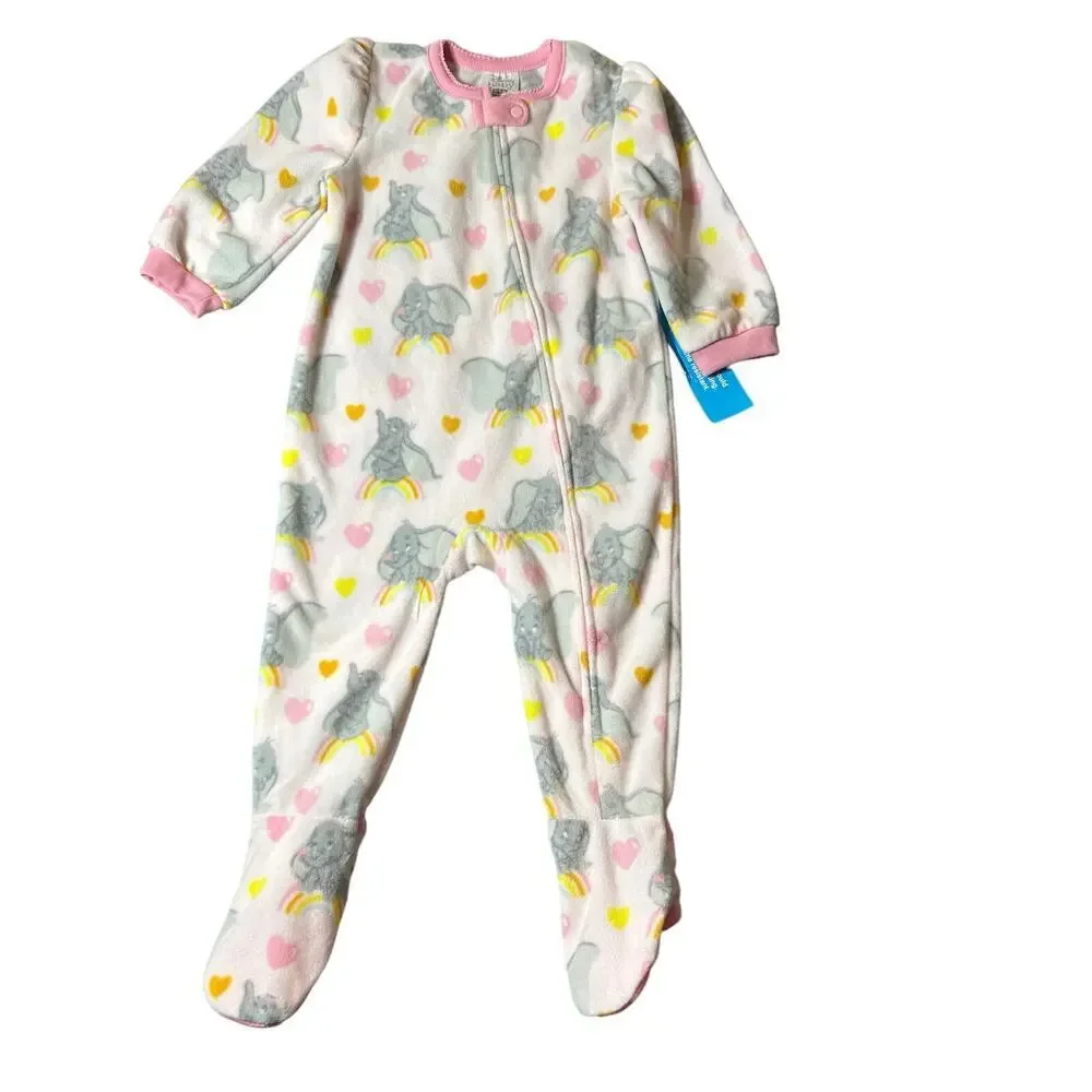 Disney Sleepwear Toddler 18-24M 2 Pack Green Pink Pooh Dumbo Long‎ Sleeve NEW